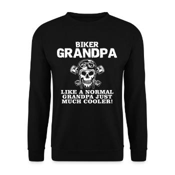 Biker Grandpa - Unisex Pullover - Schwarz - Vorne - Alina (178cm) & Michal (187cm)