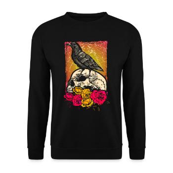 Fleurs de crâne de corbeau corbeau - Sweat-shirt Unisexe - noir - Devant - Alina (178cm) & Michal (187cm)