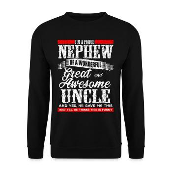 Funny gift for nephew - Unisex Sweatshirt - black - Front - Alina (178cm) & Michal (187cm)