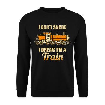 Ich schnarche nicht, ich träume ich bin ein Zug - Unisex Pullover - Schwarz - Vorne - Alina (178cm) & Michal (187cm)