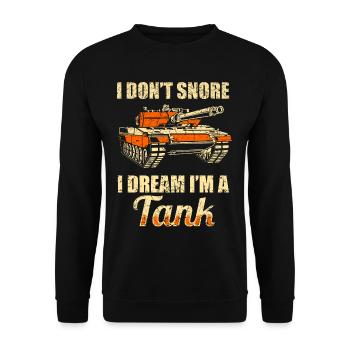 Ich schnarche nicht, ich träume ich bin ein Panzer - Unisex Pullover - Schwarz - Vorne - Alina (178cm) & Michal (187cm)