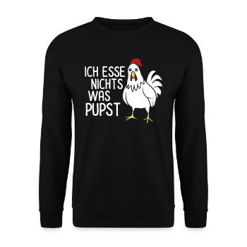 Ich esse nichts was pupst - Unisex Pullover - Schwarz - Vorne - Alina (178cm) & Michal (187cm)