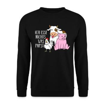 Ich esse nichts was pupst - Unisex Pullover - Schwarz - Vorne - Alina (178cm) & Michal (187cm)