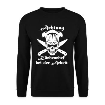 Küchenchef bei der Arbeit - Unisex Pullover - Schwarz - Vorne - Alina (178cm) & Michal (187cm)