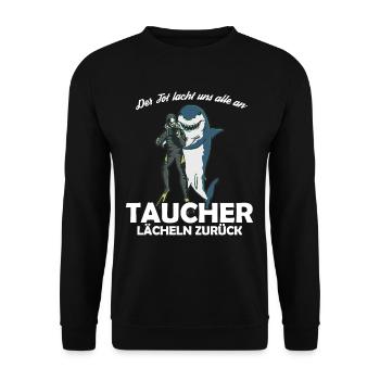 Taucher lächeln zurück - Unisex Pullover - Schwarz - Vorne - Alina (178cm) & Michal (187cm)