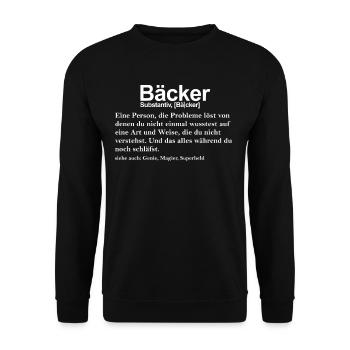 Bäcker - Unisex Pullover - Schwarz - Vorne - Alina (178cm) & Michal (187cm)