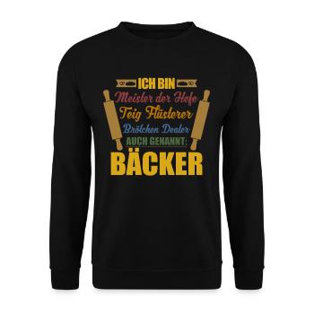 Ich bin Bäcker - Unisex Pullover - Schwarz - Vorne - Alina (178cm) & Michal (187cm)