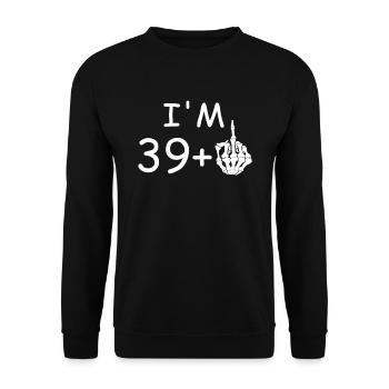 Ich bin 40 - Lustiges Geschenk zum 40. Geburtstag - Unisex Pullover - Schwarz - Vorne - Alina (178cm) & Michal (187cm)