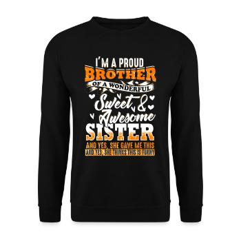 Lustiges Geschenk für den Bruder - Unisex Pullover - Schwarz - Vorne - Alina (178cm) & Michal (187cm)