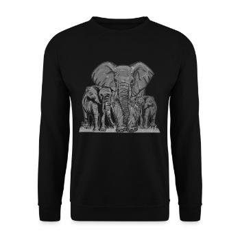 Elefanten Familie - Unisex Pullover - Schwarz - Vorne - Alina (178cm) & Michal (187cm)