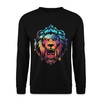 Lion coloré rugissant - Sweat-shirt Unisexe - noir - Devant - Alina (178cm) & Michal (187cm)