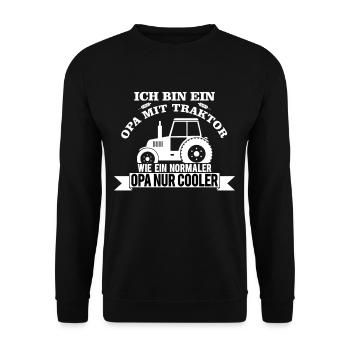 Opa Mit Traktor - Unisex Pullover - Schwarz - Vorne - Alina (178cm) & Michal (187cm)