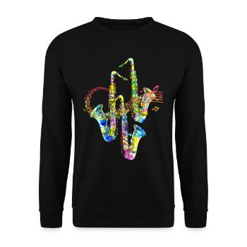 Saxophon - Unisex Pullover - Schwarz - Vorne - Alina (178cm) & Michal (187cm)