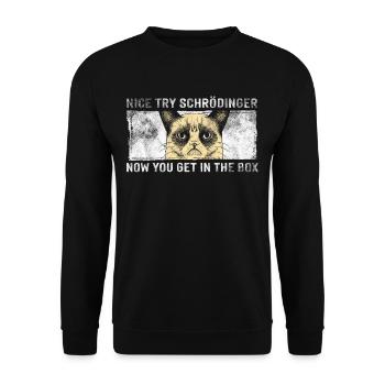 Le chat de Schrödinger - Sweat-shirt Unisexe - noir - Devant - Alina (178cm) & Michal (187cm)