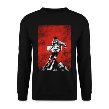 Switzerland skiing - Unisex Sweatshirt - black - Front - Alina (178cm) & Michal (187cm)
