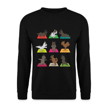 Lustiges Hunde Yoga Figuren Dsign - Unisex Pullover - Schwarz - Vorne - Alina (178cm) & Michal (187cm)