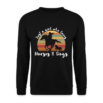 Just a girl who loves horses and dogs - Unisex Pullover - Schwarz - Vorne - Alina (178cm) & Michal (187cm)