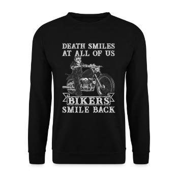 Bikers Smile Back - Unisex Pullover - Schwarz - Vorne - Alina (178cm) & Michal (187cm)