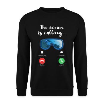 The Ocean Is Calling | Diver Gift - Unisex Sweatshirt - black - Front - Alina (178cm) & Michal (187cm)