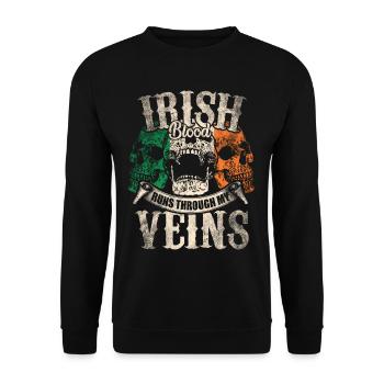 Irlande - Le sang irlandais coule dans mes veines - Sweat-shirt Unisexe - noir - Devant - Alina (178cm) & Michal (187cm)