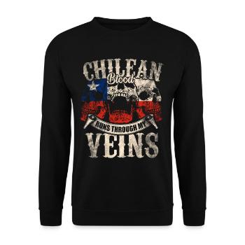 Chilean blood flows through my veins - Unisex Sweatshirt - black - Front - Alina (178cm) & Michal (187cm)