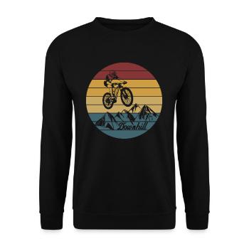 Downhill stunt | Mountain bike mountains bike jump - Unisex Sweatshirt - black - Front - Alina (178cm) & Michal (187cm)