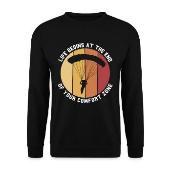 À la fin de votre parachutiste Comfort Zone - Sweat-shirt Unisexe - noir - Devant - Alina (178cm) & Michal (187cm)