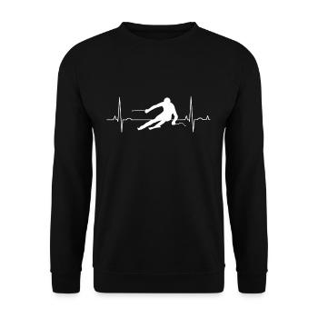 Ski Heartbeat Cool cadeau de skieur - Sweat-shirt Unisexe - noir - Devant - Alina (178cm) & Michal (187cm)