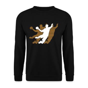 Handball Spieler Grafik - Unisex Pullover - Schwarz - Vorne - Alina (178cm) & Michal (187cm)