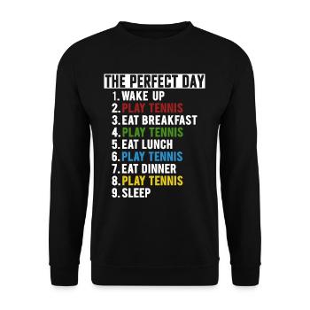 The Perfect Tennis Day | Tennisspieler Geschenk - Unisex Pullover - Schwarz - Vorne - Alina (178cm) & Michal (187cm)