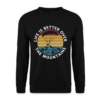 Vivre c'est mieux sur le parapente en montagne - Sweat-shirt Unisexe - noir - Devant - Alina (178cm) & Michal (187cm)