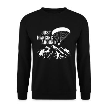 Just Hanging Around Lustiges Paragliding Geschenk - Unisex Pullover - Schwarz - Vorne - Alina (178cm) & Michal (187cm)