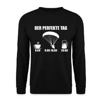 Der Perfekte Paragliding Tag Gleitschirmfliegen - Unisex Pullover - Schwarz - Vorne - Alina (178cm) & Michal (187cm)