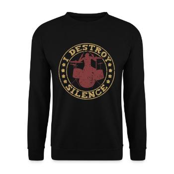 I Destroy Silence Drummer Drums Sayings - Unisex Sweatshirt - black - Front - Alina (178cm) & Michal (187cm)