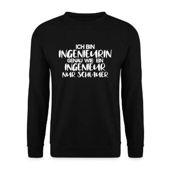 Wie Ein Ingenieur Nur Schlauer Ingenieurin - Unisex Pullover - Schwarz - Vorne - Alina (178cm) & Michal (187cm)