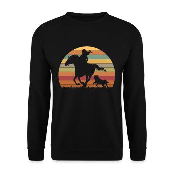Chiens chevaux aiment rétro graphique cadeau équestre - Sweat-shirt Unisexe - noir - Devant - Alina (178cm) & Michal (187cm)