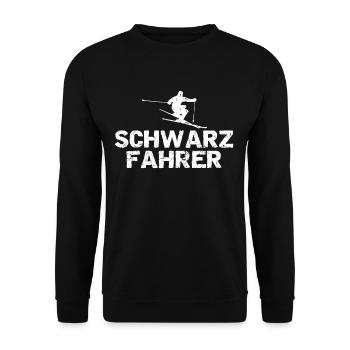 Schwarzfahrer Cooler Ski Fahrer Spruch - Unisex Pullover - Schwarz - Vorne - Alina (178cm) & Michal (187cm)