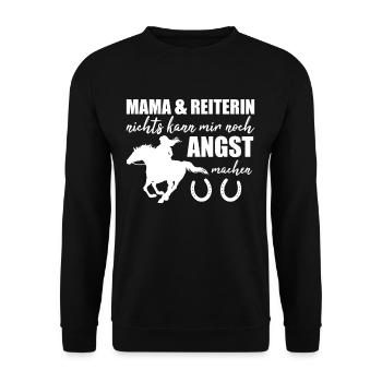 Pferde Mama Cooles Reiterin Geschenk - Unisex Pullover - Schwarz - Vorne - Alina (178cm) & Michal (187cm)
