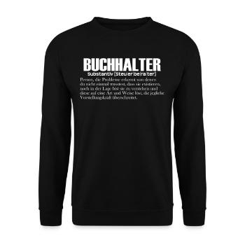 Lustiger Buchhalter Accountant Geschenk Spruch - Unisex Pullover - Schwarz - Vorne - Alina (178cm) & Michal (187cm)