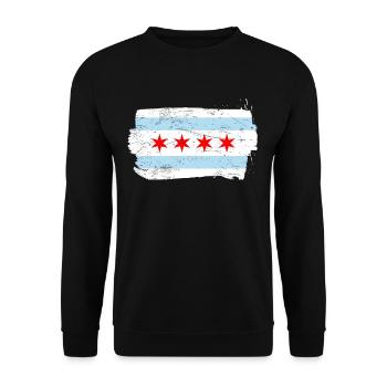 Chicago Flagge - Unisex Pullover - Schwarz - Vorne - Alina (178cm) & Michal (187cm)