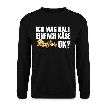 Lustige Käse Liebe Cheese Geschenk Sprüche - Unisex Pullover - Schwarz - Vorne - Alina (178cm) & Michal (187cm)