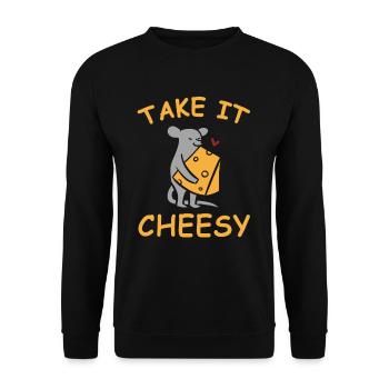 Funny cheese love cheese gift sayings - Unisex Sweatshirt - black - Front - Alina (178cm) & Michal (187cm)