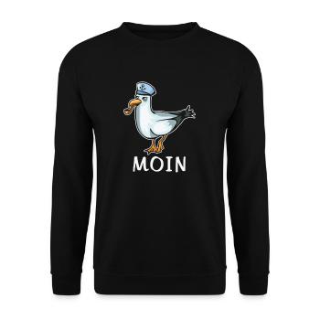 Cooles Moin Nordsee Plattdeutsch Geschenk - Unisex Pullover - Schwarz - Vorne - Alina (178cm) & Michal (187cm)