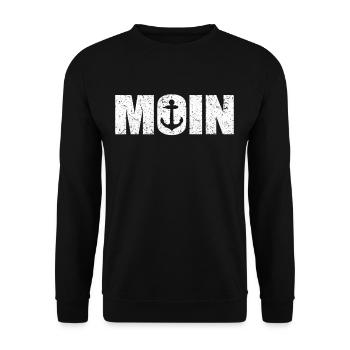 Cooles Moin Nordsee Plattdeutsch Geschenk - Unisex Pullover - Schwarz - Vorne - Alina (178cm) & Michal (187cm)