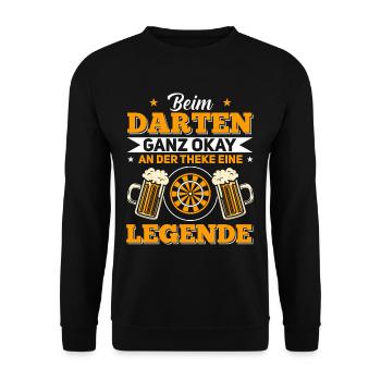 Dartspieler Design Darts Liebe Geschenk - Unisex Pullover - Schwarz - Vorne - Alina (178cm) & Michal (187cm)