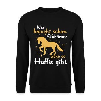 Pferde Liebe Haflinger Reiterin Gechenk - Unisex Pullover - Schwarz - Vorne - Alina (178cm) & Michal (187cm)