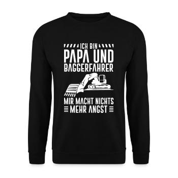 Bauarbeiter Bagger Geschenk Baggerfahrer - Unisex Pullover - Schwarz - Vorne - Alina (178cm) & Michal (187cm)