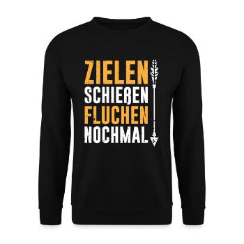 Bogenschützen Pfeil & Bogen Geschenk - Unisex Pullover - Schwarz - Vorne - Alina (178cm) & Michal (187cm)