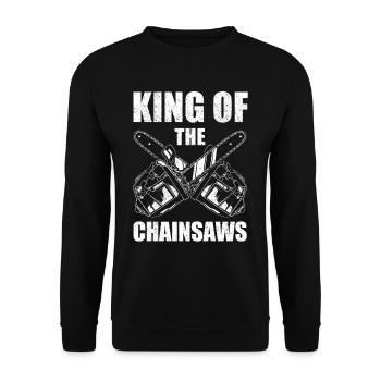 Holz Machen Kettensägen & Holzfäller Geschenk - Unisex Pullover - Schwarz - Vorne - Alina (178cm) & Michal (187cm)