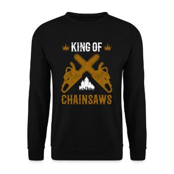 Holz Machen Kettensägen & Holzfäller Geschenk - Unisex Pullover - Schwarz - Vorne - Alina (178cm) & Michal (187cm)